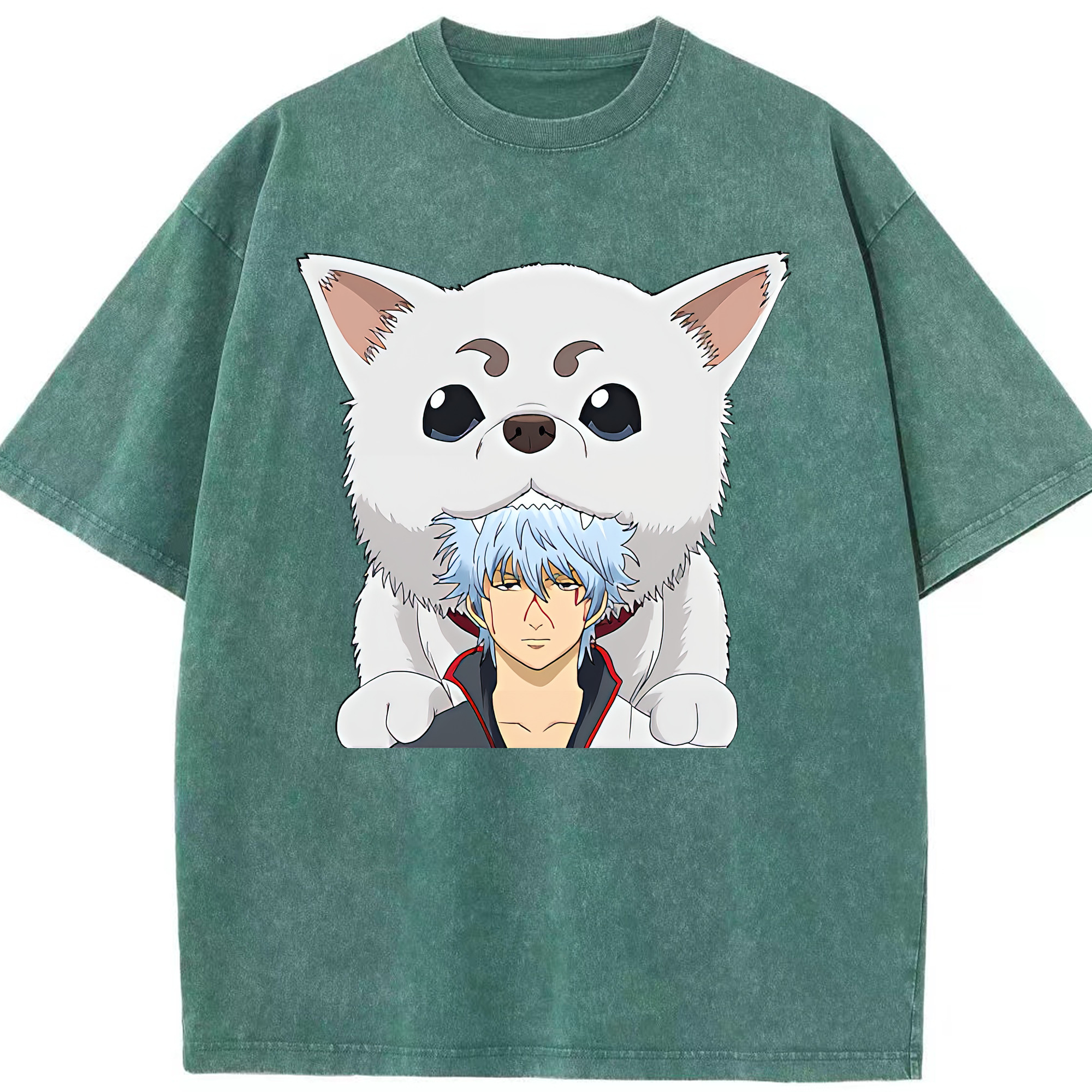 （画像用） ぎんたま 坂田銀時（さかたぎんとき） 神楽 志村新八（しむら しんぱち） GINTAMA Sakata Gintoki Kagura Shimura Shinpachi 綿100% ヴィンテージ風 半袖Tシャツ（フロントプリント）